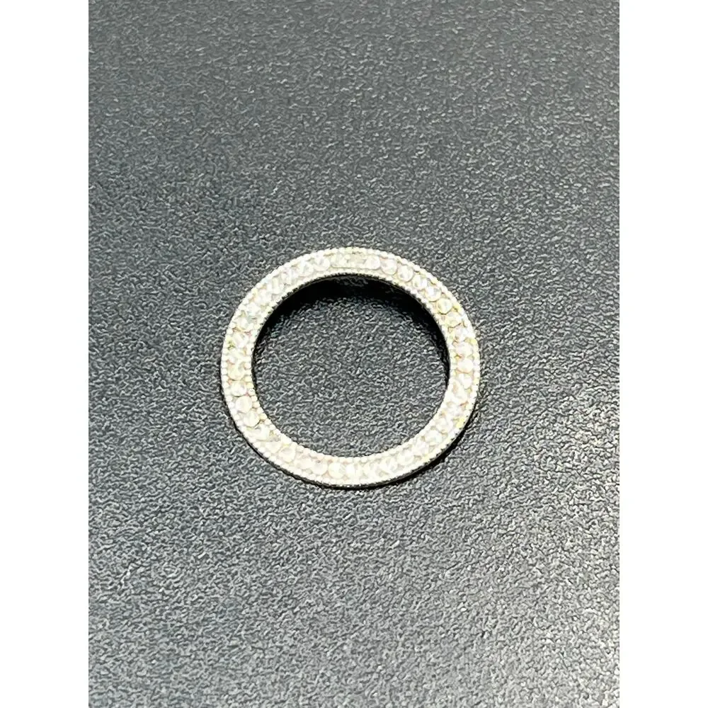 JCM 10k White Gold Round Open Circle Diamond‎ Cut Pendant Stamped